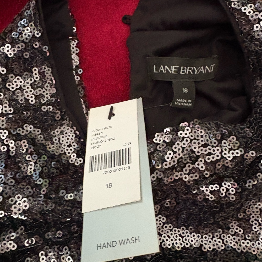 Lane Bryant Sequin Black Mockneck Top NWT - Picture 3 of 6